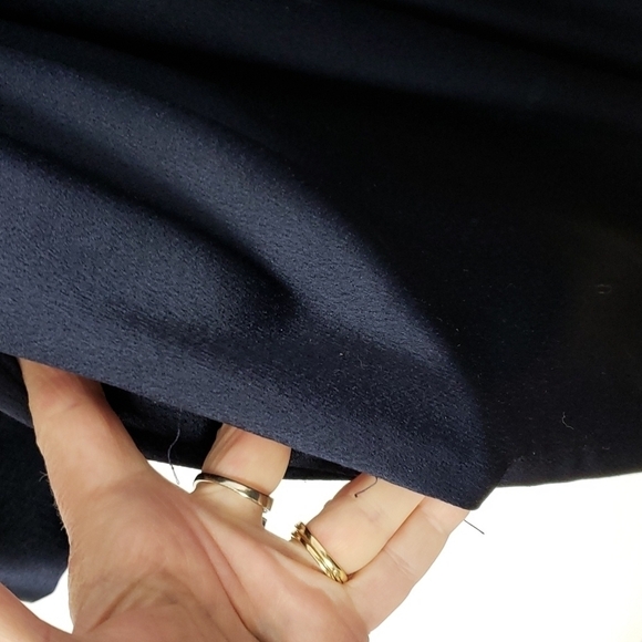 Vintage 80s Alison J. Satin Wrap Surplus Midi Dress Navy Long Sleeve XL VGUC - Picture 16 of 17